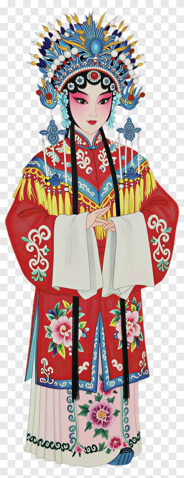 Traditional Chinese Opera Performer In Colorful Costume PNG