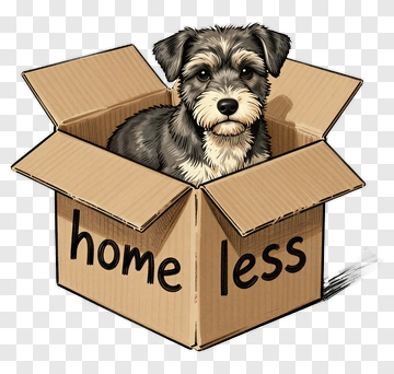 Dog In A Home Less Cardboard Box PNG