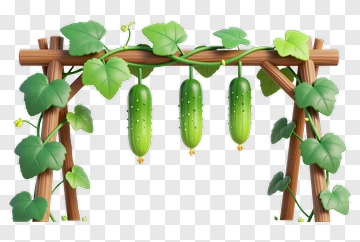 Cucumber Plant With Fresh Cucumbers PNG