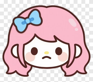 Kawaii Girl With Pink Hair And Bow PNG