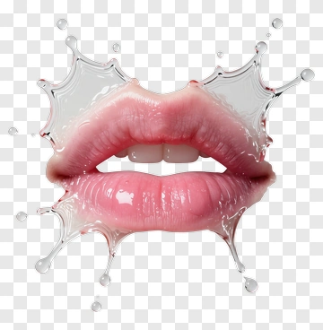 Glossy Lips With Splash Effect PNG