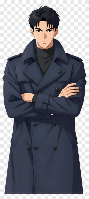 Anime Character In Dark Coat PNG