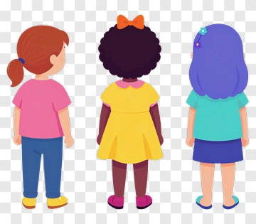 Cartoon Girls Standing Together PNG