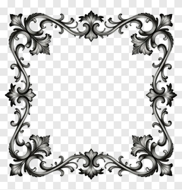 Decorative Black Floral Frame PNG