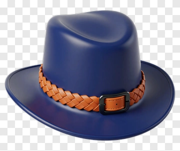 Blue Hat With Brown Braided Band PNG