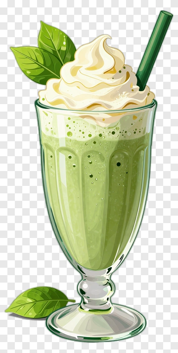 Mint Green Milkshake With Whipped Cream PNG