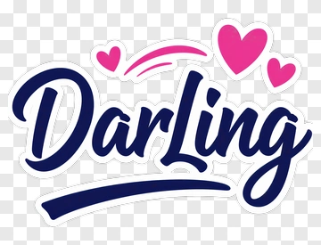 Darling Text With Hearts PNG