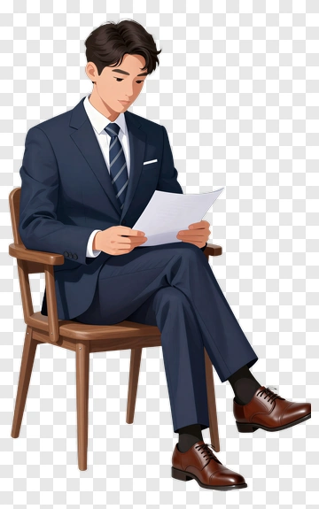 Businessman Sitting And Reading A Document PNG