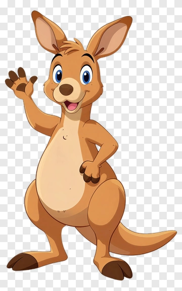 Cartoon Kangaroo Waving Hello PNG