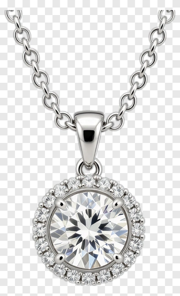 Silver Pendant Necklace With Round Diamond PNG