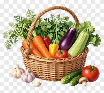 Vegetable Basket With Fresh Produce PNG
