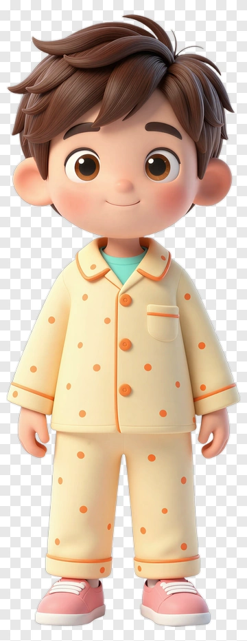 Cartoon Boy In Polka Dot Pajamas PNG