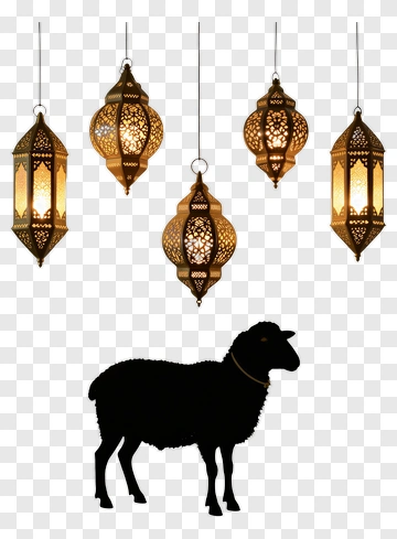 Silhouette Sheep With Hanging Lanterns PNG