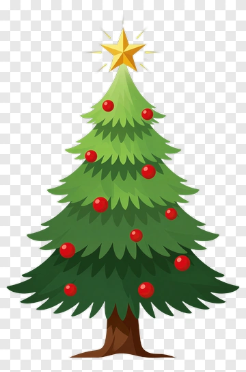 Colorful Christmas Tree With Star And Ornaments PNG