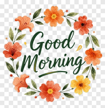 Good Morning Floral Wreath PNG