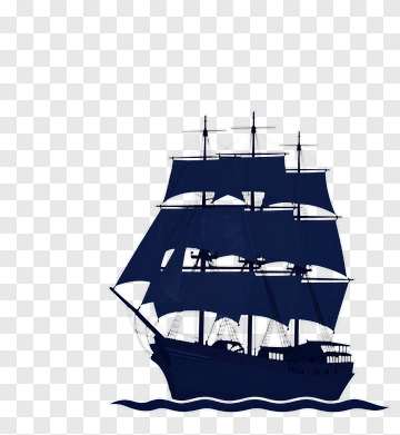 Sailing Ship With Dark Blue Sails PNG