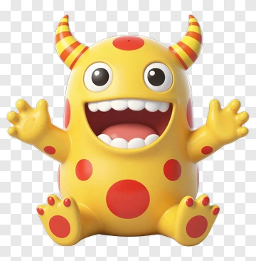 Cartoon Monster With Yellow Body And Red Spots PNG
