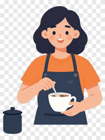 Woman Stirring A Cup Of Coffee PNG