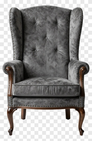 Gray Wingback Chair PNG