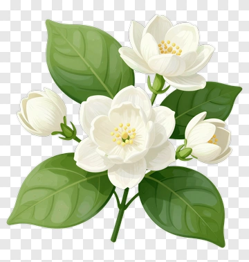 White Flower Bouquet With Green Leaves PNG
