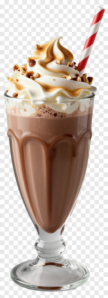 Chocolate Milkshake With Whipped Cream And Straw PNG
