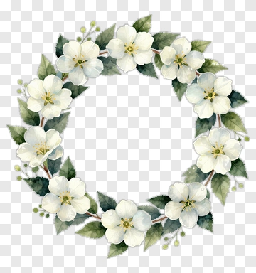 Watercolor Flower Wreath PNG