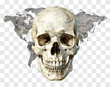 Skull Overlaying A World Map PNG