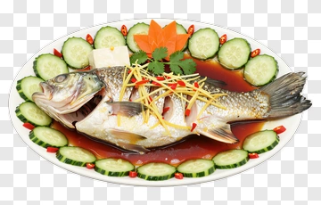 Steamed Fish With Vegetables And Garnish PNG