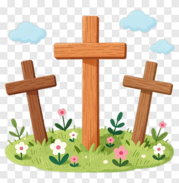 Wooden Crosses In A Flowering Meadow PNG