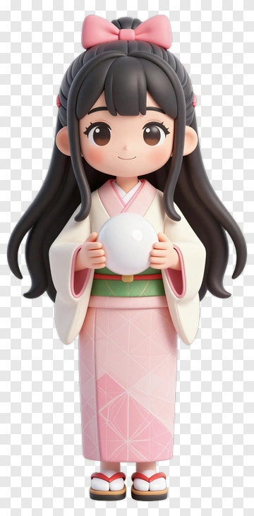 3D Girl Holding A White Ball PNG