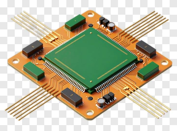 Electronic Circuit Board With Microchip PNG