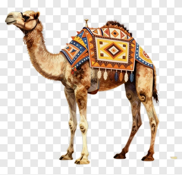 Decorative Camel With Colorful Saddle PNG