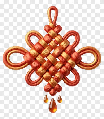 Decorative Chinese Knot With Amber Drops PNG