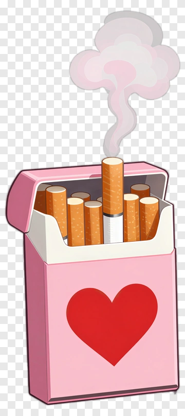 Cartoon Cigarette Pack With Heart Design PNG