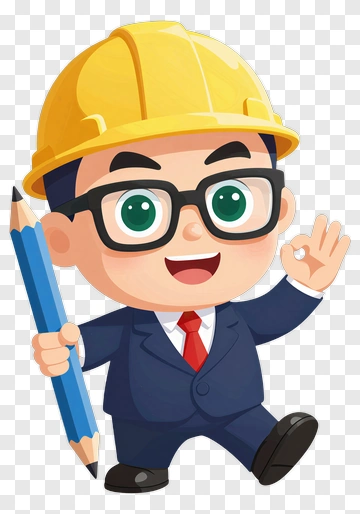 Cartoon Builder Holding A Pencil PNG