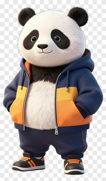3D Panda In Sports Outfit PNG