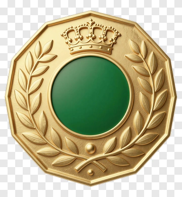 Gold Medal With Green Center And Laurel Wreath PNG