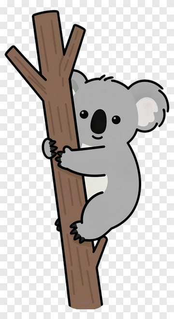 Cartoon Koala Climbing A Tree PNG
