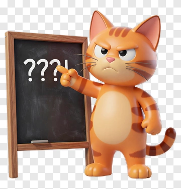 3D Cat Pointing At A Blackboard PNG