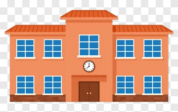 School Building With Clock PNG