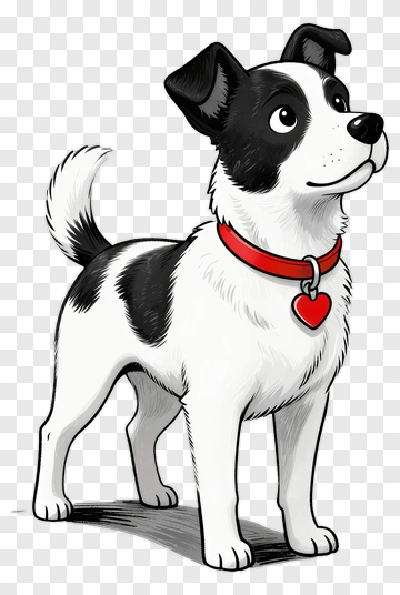 Cartoon Dog With Heart Collar PNG