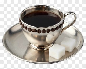 Silver Coffee Cup With Sugar Cubes PNG