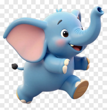 Cartoon Elephant Running Happily PNG