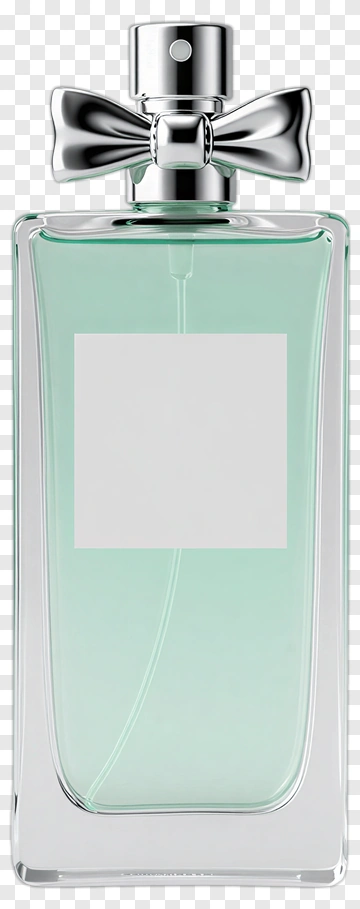 Perfume Bottle With Silver Bow PNG