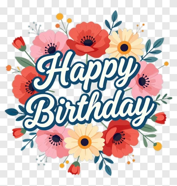 Happy Birthday Floral Design PNG