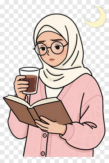 Woman Reading A Book While Holding A Drink PNG