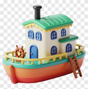 Colorful Toy Houseboat PNG