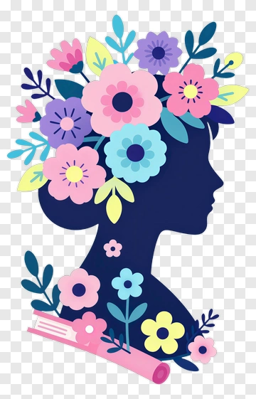 Colorful Floral Silhouette Of A Woman PNG