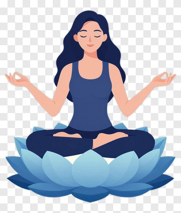 Woman Meditating On A Blue Lotus Flower PNG