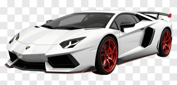 White Sports Car With Red Wheels PNG